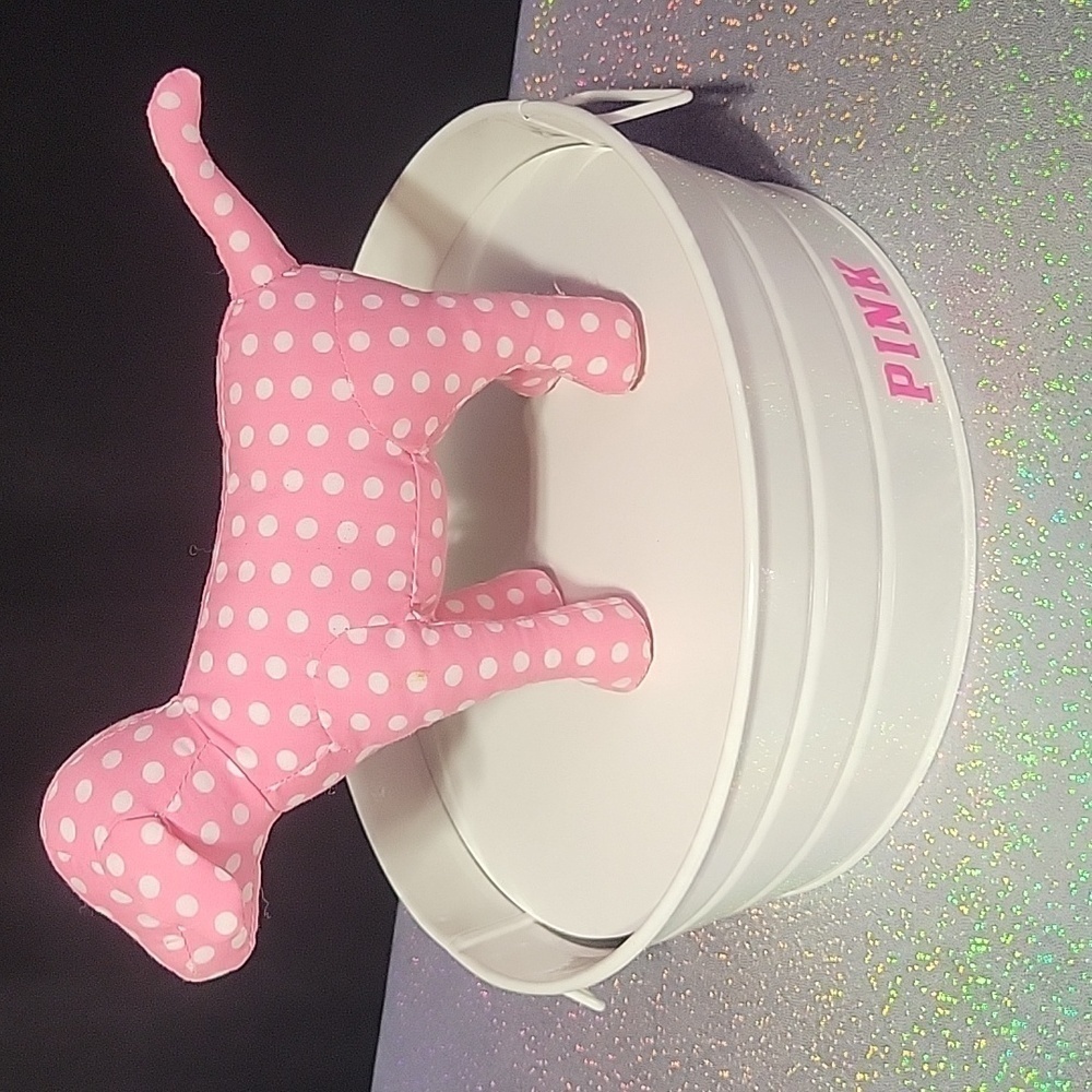 RARE Htf VS Pink Mini Metal Bin Tote Tub Display/ Prop